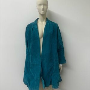 VINTAGE Genuine Leather Stephanie Andrew’s teal coat